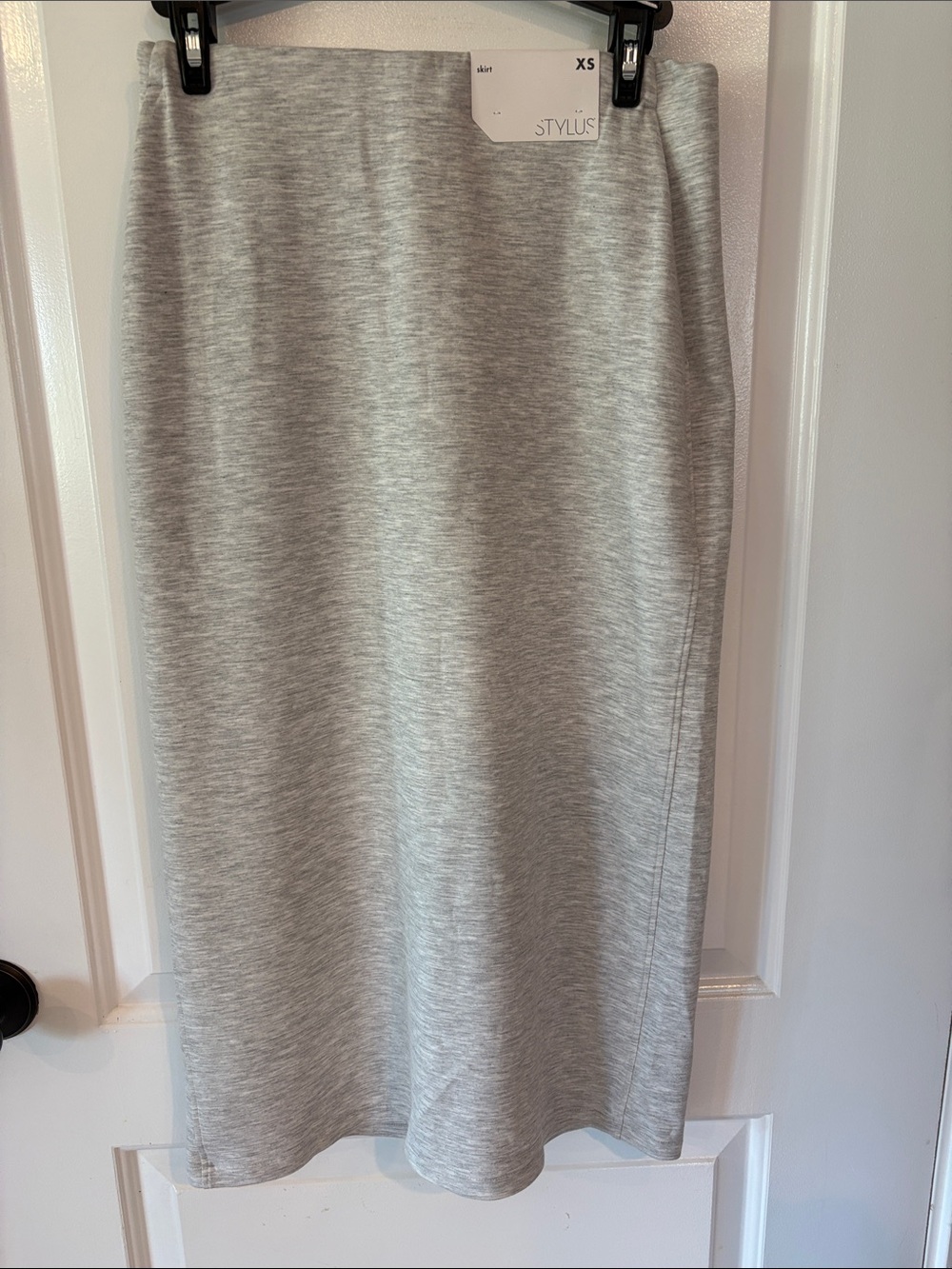 STYLUS Super Soft Light Gray Athletic-Style Pencil Midi Skirt - NWT, size XS